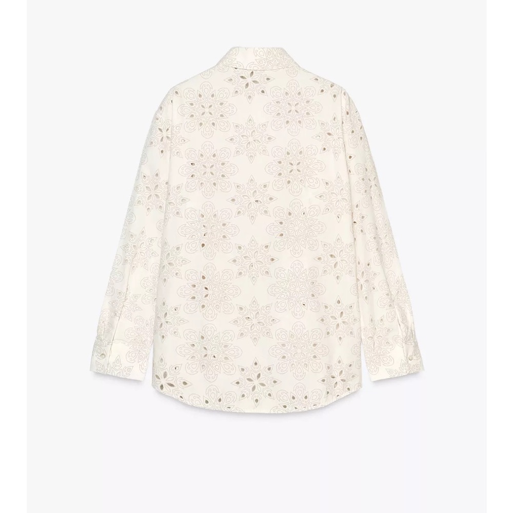 ZARA EMBROIDERED PERFORATED RUBBERIZED SHIRT - Picture 6 of 7